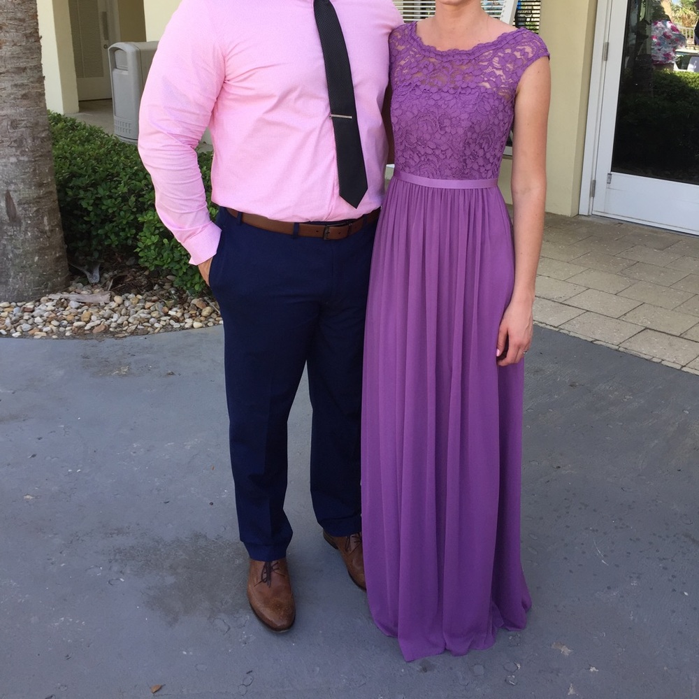 Floor length chiffon bridesmaids dress